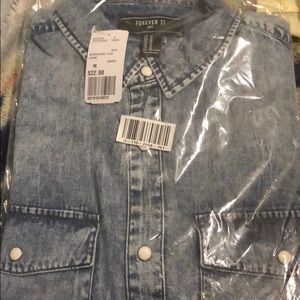 Forever 21 Denium Patch Pocket Shirt Medium